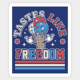 Tastes Like Freedom - Patriotic Ice Cream Funny 4th of July Sticker